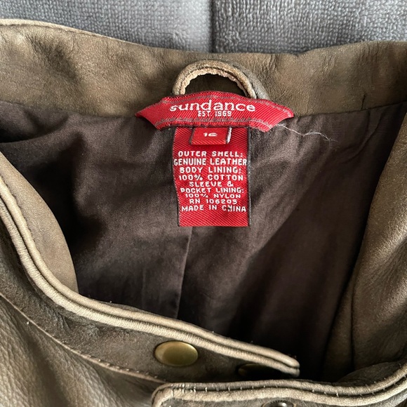 Sundance Catalog Brown “Legend” Leather Moto Jacket - EUC - size 16 - Picture 5 of 8